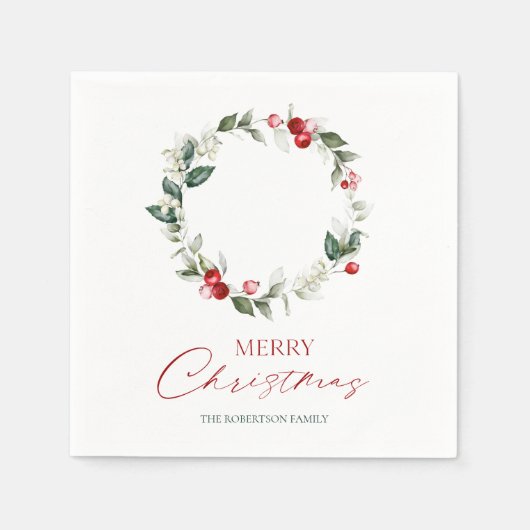 メリーパーソナライズされたクリスマス紙ナプキンス スタンダードカクテルナプキン (正面)