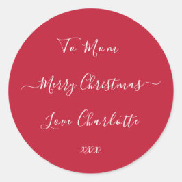 メリーパーソナライズされたクリスマス赤いギフトラベル ラウンドシール