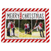 メリーパーソナライズされたクリスマス赤いストライプ写真 ラージペーパーバッグ (正面)