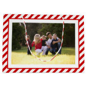 メリーパーソナライズされたクリスマス赤いストライプ写真 ラージペーパーバッグ (裏面)