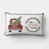 メリーパーソナライズされたクリスマス赤トラック休日 ランバークッション (正面)