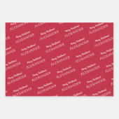 メリーパーソナライズされたクリスマス赤フェスティバル ラッピングペーパーシート (正面2)