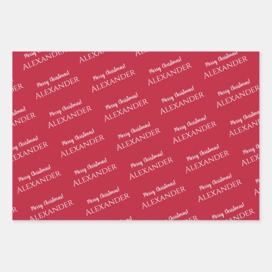 メリーパーソナライズされたクリスマス赤フェスティバル ラッピングペーパーシート (正面2)