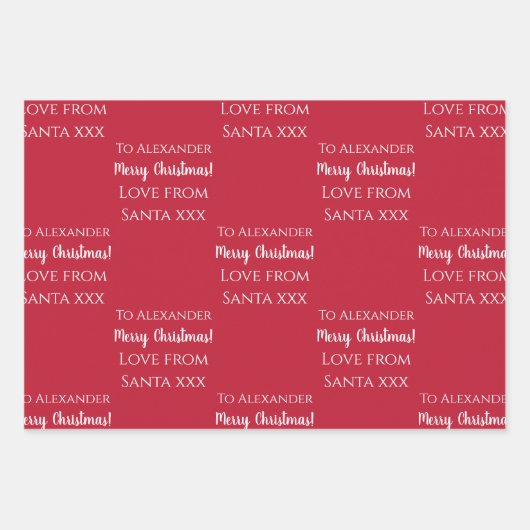 メリーパーソナライズされたクリスマス赤フェスティバル ラッピングペーパーシート (正面)