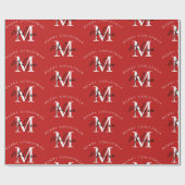 メリーパーソナライズされたクリスマス赤モノグラム ラッピングペーパー (フラット)