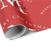 メリーパーソナライズされたクリスマス赤モノグラム ラッピングペーパー (ロールコーナー)