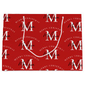 メリーパーソナライズされたクリスマス赤モノグラム ラージペーパーバッグ (正面)