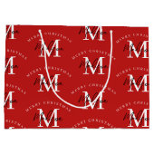 メリーパーソナライズされたクリスマス赤モノグラム ラージペーパーバッグ (裏面)