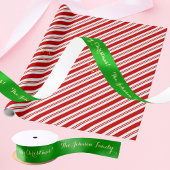 メリーパーソナライズされたクリスマス金ゴールドグリーンギフトラップ サテンリボン