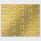 メリーパーソナライズされたクリスマス金箔モノグラム ラッピングペーパー (フラット)