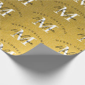 メリーパーソナライズされたクリスマス金箔モノグラム ラッピングペーパー (角)