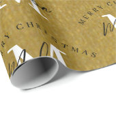 メリーパーソナライズされたクリスマス金箔モノグラム ラッピングペーパー (ロールコーナー)