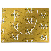 メリーパーソナライズされたクリスマス金箔モノグラム ラージペーパーバッグ (正面)