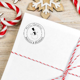 メリーパーソナライズされたクリスマス雪だるま ラバースタンプ