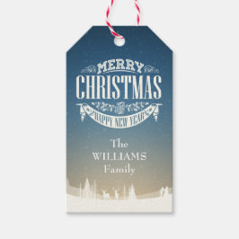 メリーパーソナライズされたクリスマス雪のシーン写真 ギフトタグ