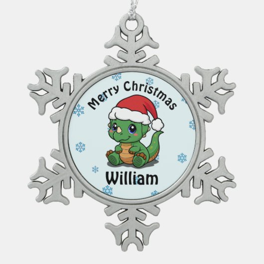 メリーパーソナライズされたクリスマス雪片オーナメント スノーフレークピューターオーナメント (正面)