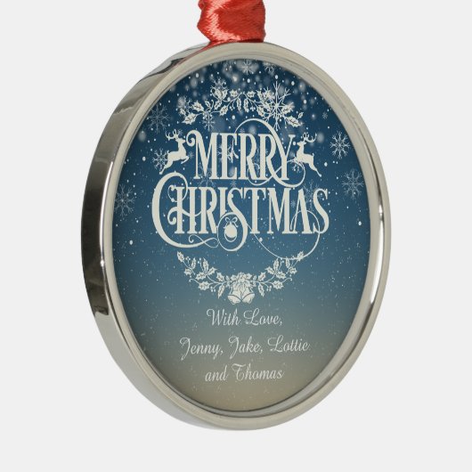 メリーパーソナライズされたクリスマス雪 メタルオーナメント (右)