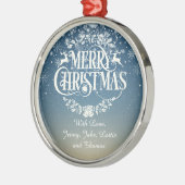 メリーパーソナライズされたクリスマス雪 メタルオーナメント (左)