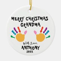 メリーパーソナライズされたクリスマス・キッズハンドオーナメント