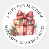 メリーパーソナライズされたクリスマス・ギフトラベル ラウンドシール (正面)