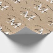 メリーパーソナライズされたクリスマス・クラフト・モノグラム ラッピングペーパー (角)