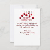 メリーパーソナライズされたクリスマス・ゴールデンベル・カード サンキューカード (裏面)