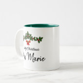 メリーパーソナライズされたクリスマス ツートーンマグカップ (正面左)
