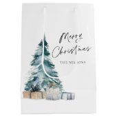 メリーパーソナライズされたクリスマス ミディアムペーパーバッグ (裏面)