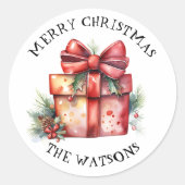 メリーパーソナライズされたクリスマス ラウンドシール (正面)