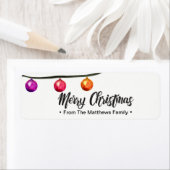 メリーパーソナライズされたクリスマス、家族、水彩画 ラベル (インサイチュ)