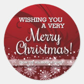 メリーパーソナライズされたクリスマス（赤） ラウンドシール (正面)