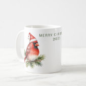 メリーパーソナライズされたクリスマス(鳥)ショウジョウコウカンチョウ コーヒーマグカップ (正面左)