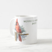 メリーパーソナライズされたクリスマス（鳥）ショウジョウコウカンチョウ コーヒーマグカップ (正面左)