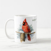 メリーパーソナライズされたクリスマス（鳥）ショウジョウコウカンチョウ コーヒーマグカップ (左)