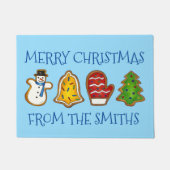 メリーパーソナライズされたクリスマスCookieベルツリークリスマス ドアマット (正面)