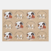 メリーパーソナライズされたクリスマスKraftモノグラム写真 ラッピングペーパーシート (正面)