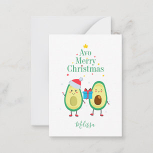 メリーパーソナライズされたスクリスマスアボカドイラストレーション ノートカード