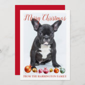 メリーパーソナライズされたスフランスのクリスブルドッグパピー シーズンカード (正面/裏面)
