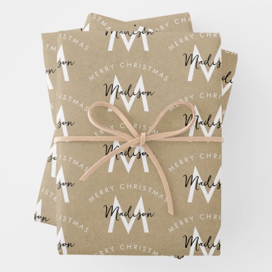 メリーパーソナライズされたスモダンクリスクラフトモノグラム ラッピングペーパーシート (インサイチュ)