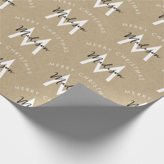 メリーパーソナライズされたスモダンクリスクラフトモノグラム ラッピングペーパー (角)