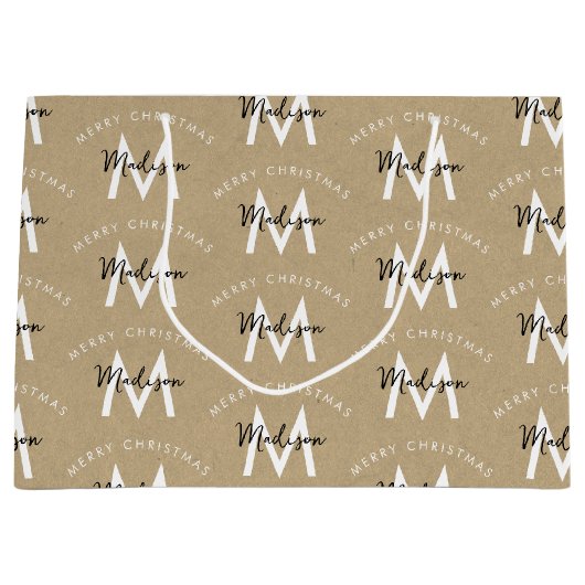 メリーパーソナライズされたスモダンクリスクラフトモノグラム ラージペーパーバッグ (正面)