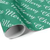 メリーパーソナライズされたスモダン・クリスマス・ダークグリーン ラッピングペーパー (ロールコーナー)