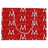メリーパーソナライズされたスモダン・クリスマス・レッド・モノグラム ラージペーパーバッグ (裏面)