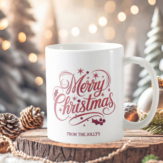 メリーパーソナライズされたモダンクリスマスの台本 コーヒーマグカップ