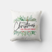 メリーパーソナライズされたモダンクリスマスの家族の名前 クッション (正面)