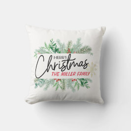 メリーパーソナライズされたモダンクリスマスの家族の名前 クッション