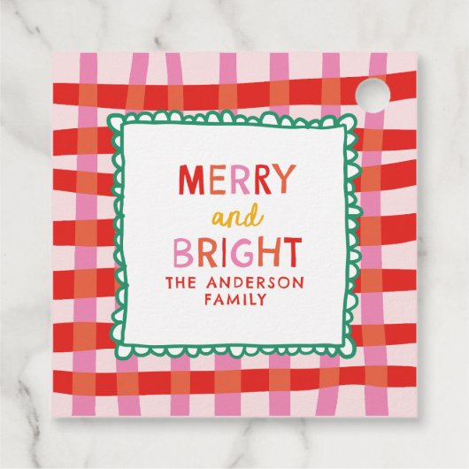 メリーパーソナライズされた真っ赤市松模様に フェイバータグ (裏面)