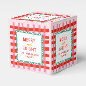 メリーパーソナライズされた真っ赤市松模様に フェイバーボックス (正面サイド)