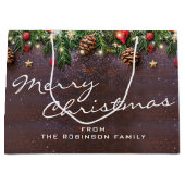 メリーパーソナライズされた素朴クリスマス ラージペーパーバッグ (正面)