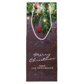 メリーパーソナライズされた素朴クリスマス ワインギフトバッグ (裏面)